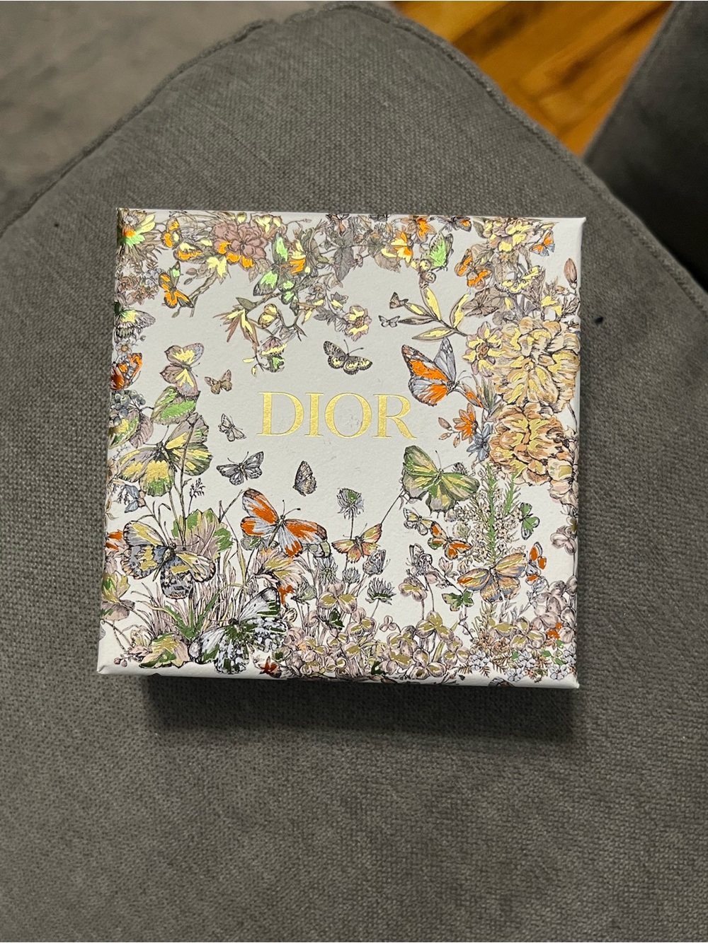 Dior White Floral & Multicolor Decorative Box with Gold Accents